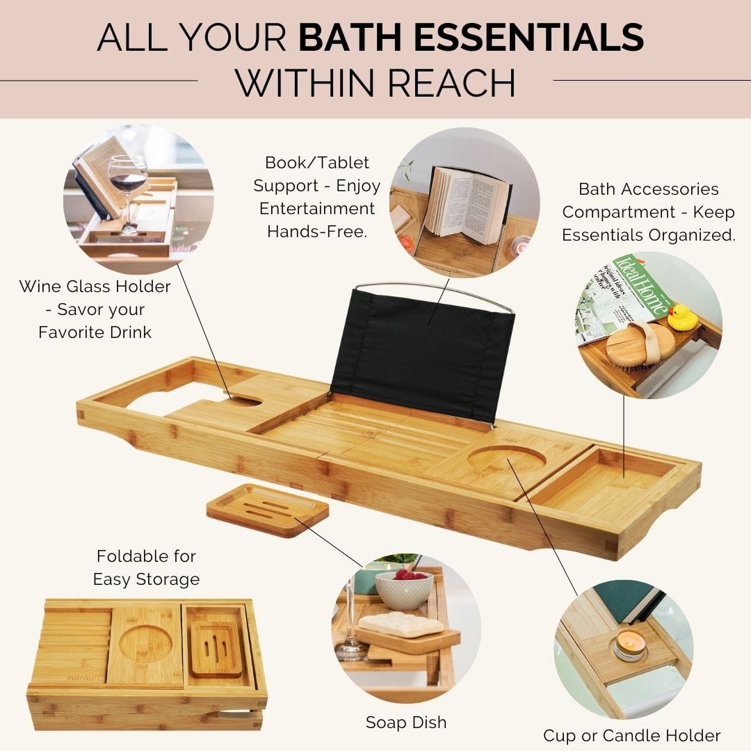 Bathtub Tray Caddy for Tub - Best bathtub accessories - Bath gifts and pampering ideas for women