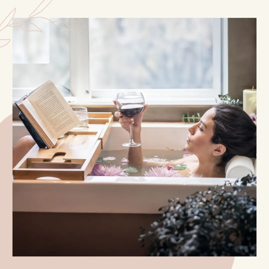Bath Tray Caddy and Bathtub Pillow: Luxury Bubble Bath Accessories & Tub  Decor for a Relaxing at Home Spa Day. Self Care Gifts for Women. 