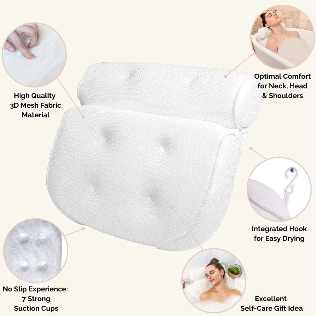 Bath Haven Ergonomic Bath Pillow for Head and Shoulders