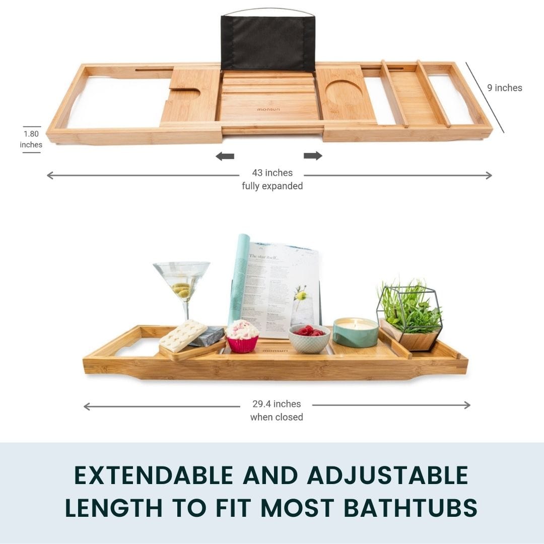 Bathtub Tray Caddy Adjustable Bath Tub Table Caddy for Bathroom